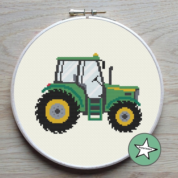 Modèle de point de croix tracteur, point de croix moderne, PDF, **téléchargement immédiat**