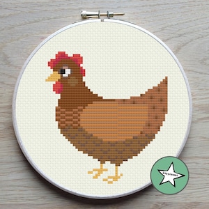 Cross stitch pattern Chicken, modern cross stitch, nature, farm, PDF, instant download image 1