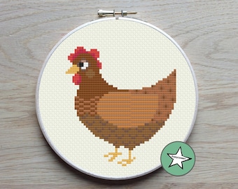 Cross stitch pattern Chicken, modern cross stitch, nature, farm, PDF,  ** instant download**