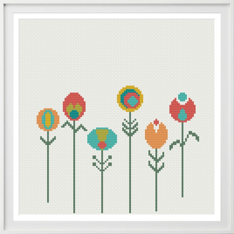 Cross Stitch Pattern Flowers Little Retro Flowers PDF Etsy