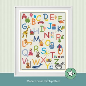 Cross Stitch Sampler ABC Alphabet Kids ABC Nursery - Etsy