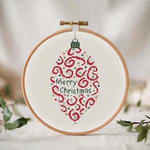 Christmas Bauble Cross Stitch Pattern: Merry Christmas (PDF Instant Download)