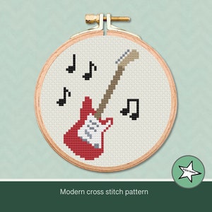 Cross stitch pattern electric guitar mini ornament, modern cross stitch, music,  PDF,  ** instant download**