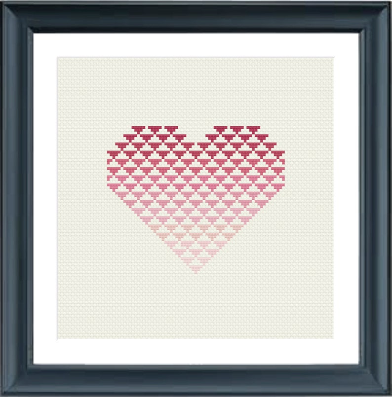 Geometric Modern Cross Stitch Pattern Heart Triangles Fading - Etsy
