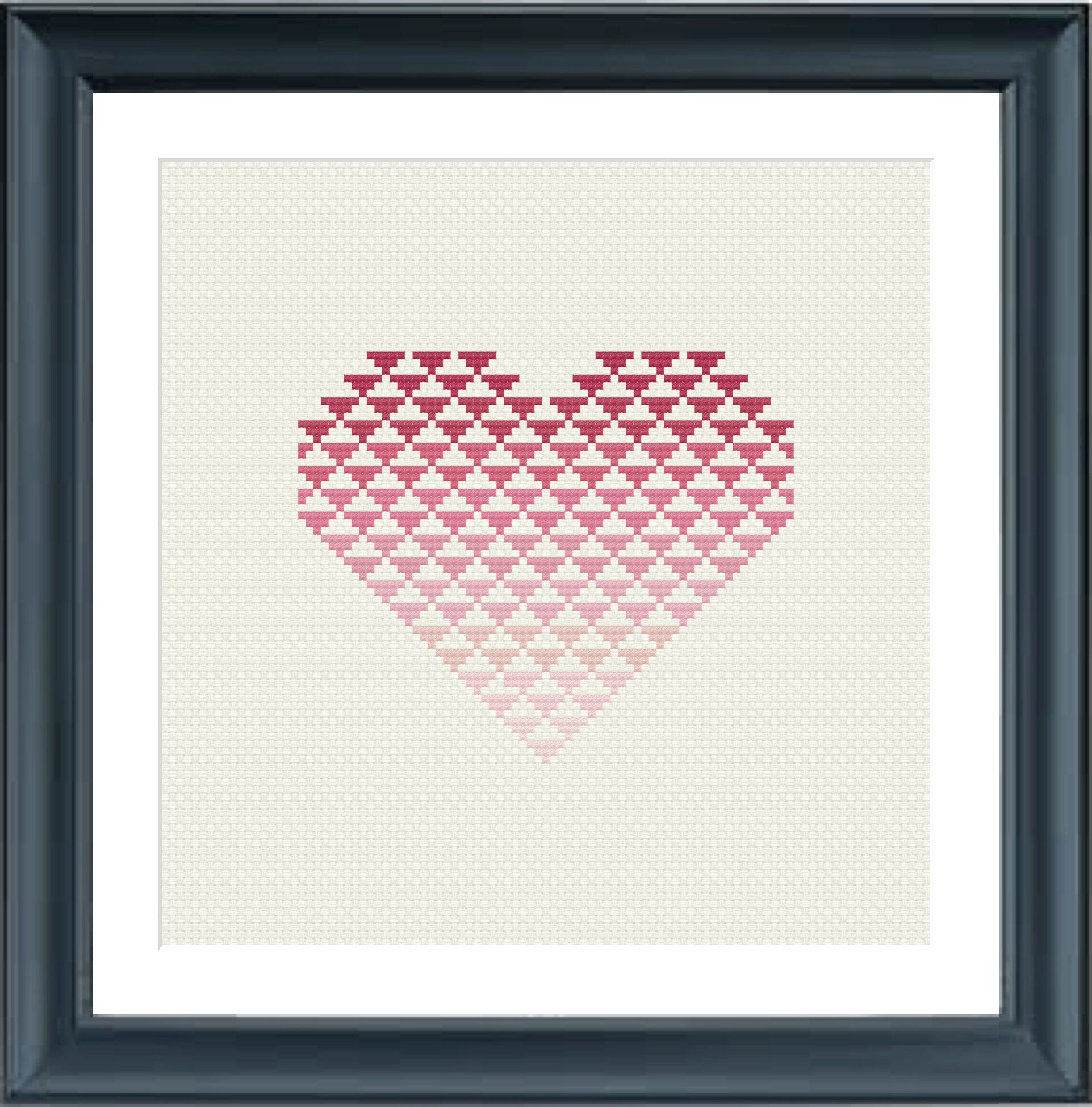 Geometric Modern Cross Stitch Pattern Heart Triangles Fading Etsy