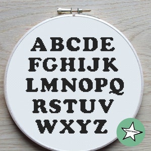 modern cross stitch pattern, alphabet, cooper black, ABC,  PDF pattern ** instant download**