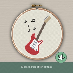 cross stitch pattern electric guitar, modern cross stitch, music,  PDF,  ** instant download**