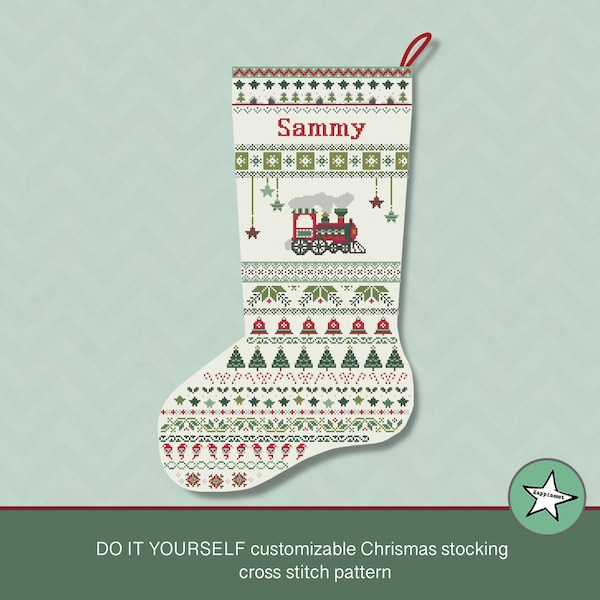 Cross Stitch Stocking Train Etsy