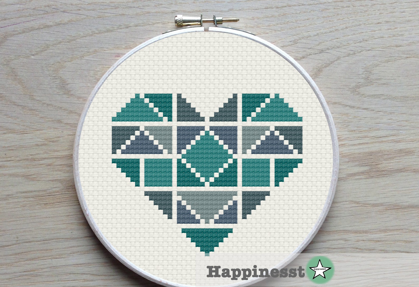 Geometric Modern Cross Stitch Pattern Heart Valentine Heart Etsy