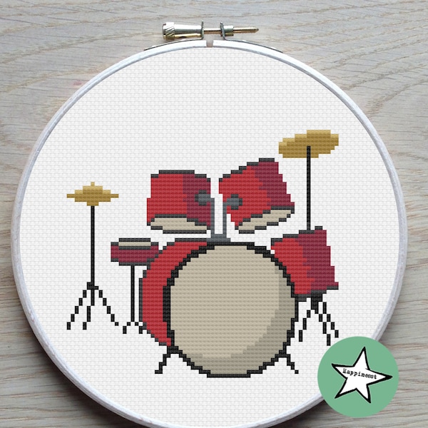 cross stitch pattern drums, modern cross stitch, music, PDF,  ** instant download**