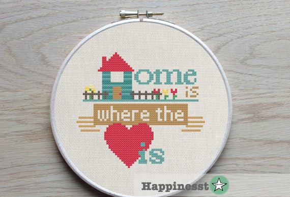 Modern Cross Stitch Pattern Home Is Where The Heart Etsy Modern Cross Stitch Pattern Home Is Where The Heart Etsy