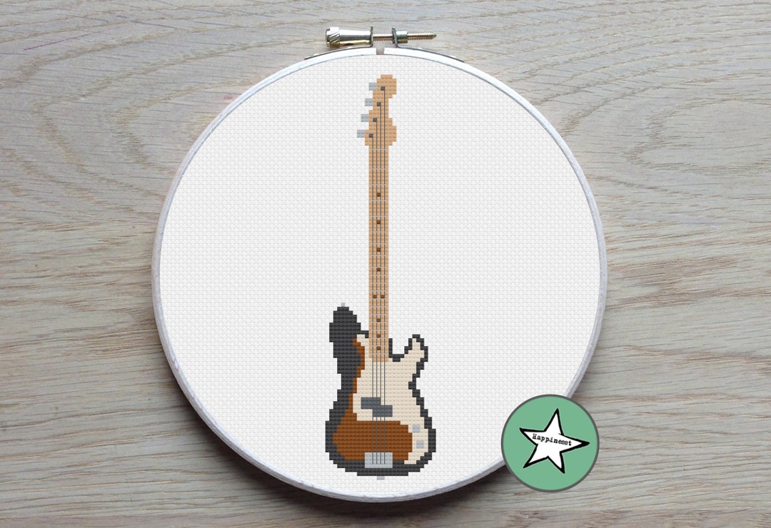 Bass Guitar Cross Stitch Pattern, Modern Music (PDF Instant Download ...