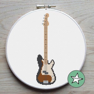 Cross stitch pattern bass guitar, modern cross stitch, music, PDF,  ** instant download**