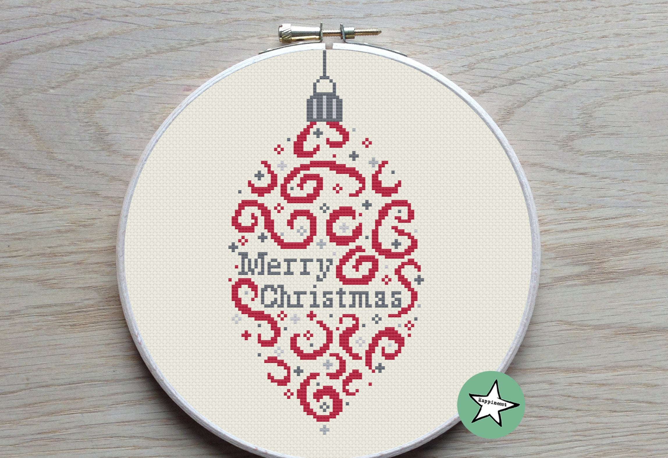Christmas Cross Stitch Pattern Christmas Bauble Merry pic photo