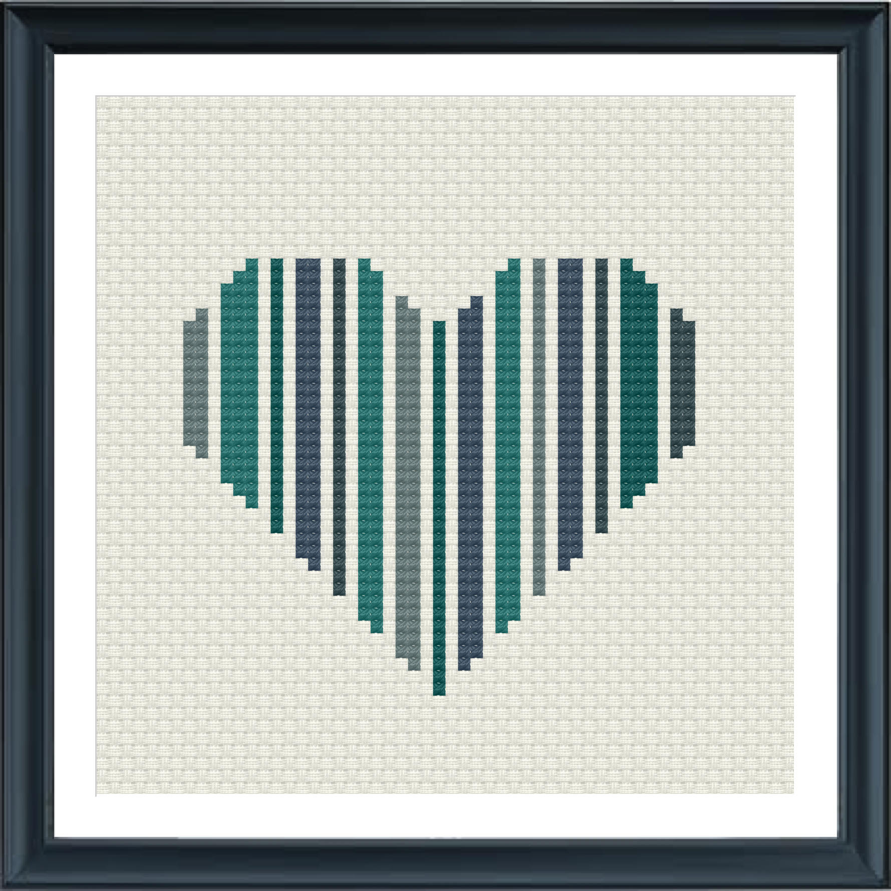 Geometric Modern Cross Stitch Pattern Heart Set of 3 Etsy UK