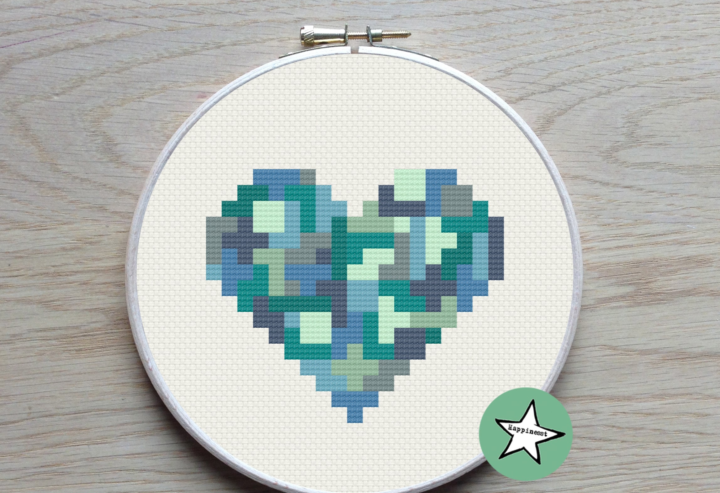 Geometric modern cross stitch pattern heart small tetris | Etsy
