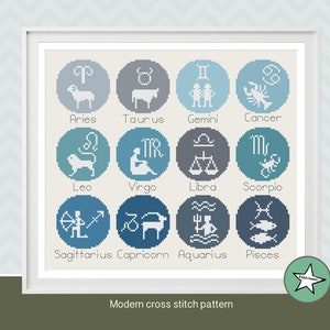 cross stitch pattern zodiac, zodiac signs, constellation,  PDF,  ** instant download**