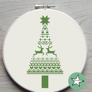 christmas cross stitch pattern, modern christmas tree,  nordic folk art, PDF, ** instant download**