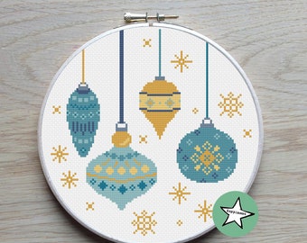 christmas cross stitch pattern, christmas baubles,  modern cross stitch, PDF, ** instant download**