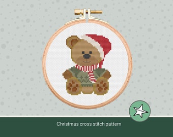 Cross stitch pattern Christmas teddy bear, Christmas decoration, ornament,  PDF, ** instant download**