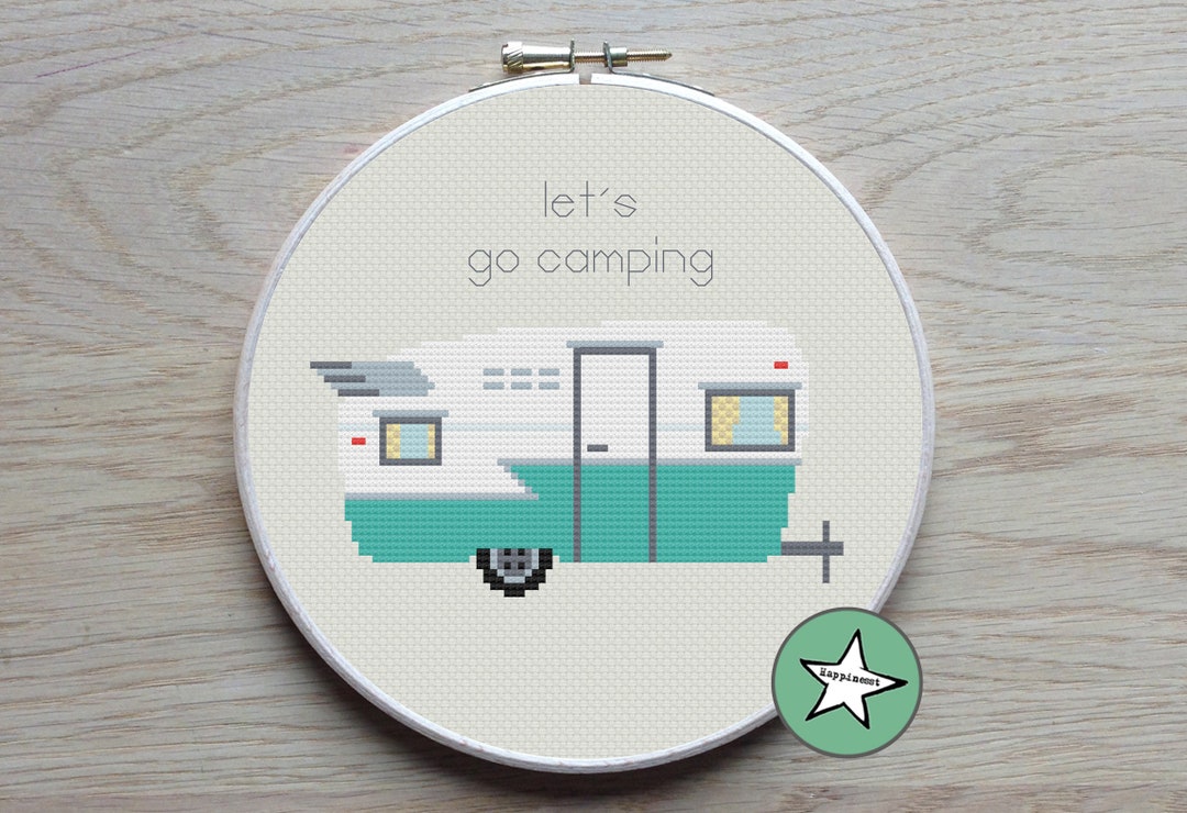 Crosstitch Rv Pattern Cross Stitch Pattern Vintage Travel Trailer, Let's Go Camping, PDF ...