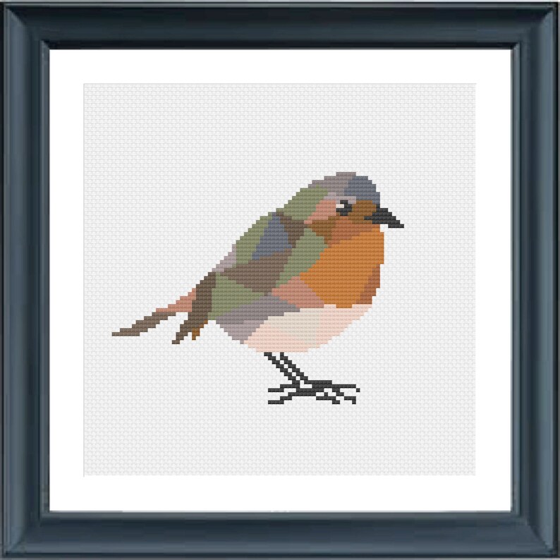 Cross stitch pattern robin geometric robin modern cross Etsy