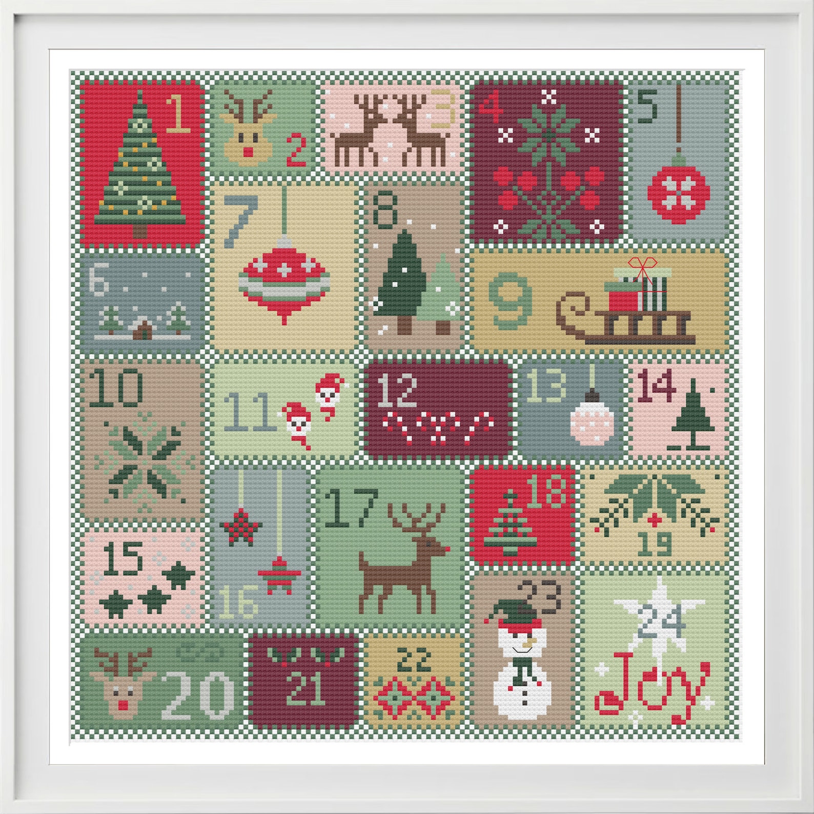 Christmas Cross Stitch Pattern Advent Calendar 24 Days Count Etsy