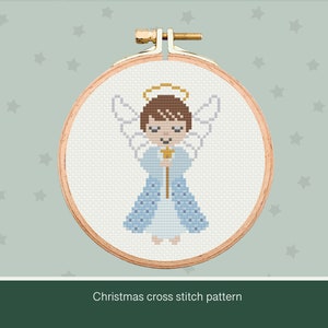Christmas ornament cross stitch pattern, Angel, small Christmas decoration, ornament, PDF, instant download image 1