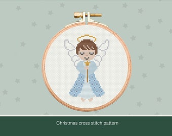 Christmas ornament cross stitch pattern, Angel, small Christmas decoration, ornament, PDF, ** instant download**