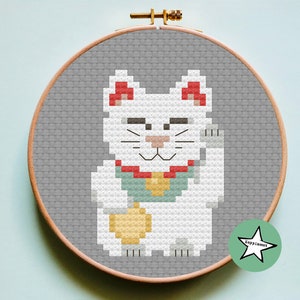 Cross stitch pattern lucky cat, Maneki-neko, PDF pattern ** instant download**