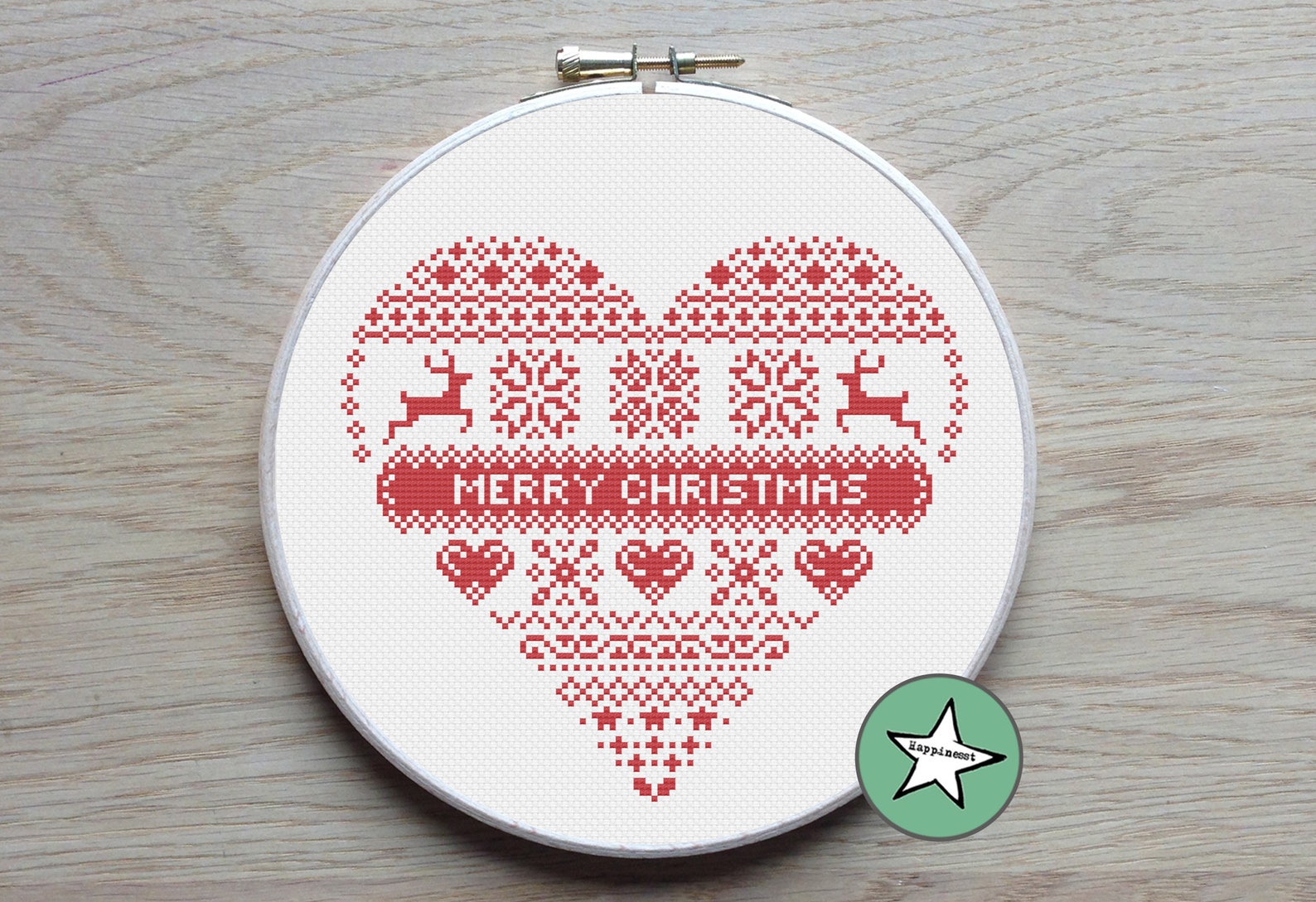 Christmas Cross Stitch Pattern Heart Modern Cross Stitch Etsy