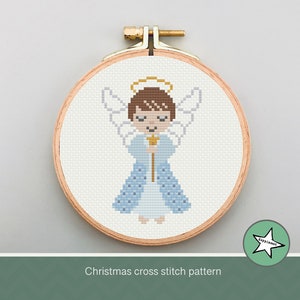 Christmas ornament cross stitch pattern, Angel, small Christmas decoration, ornament, PDF, instant download image 5