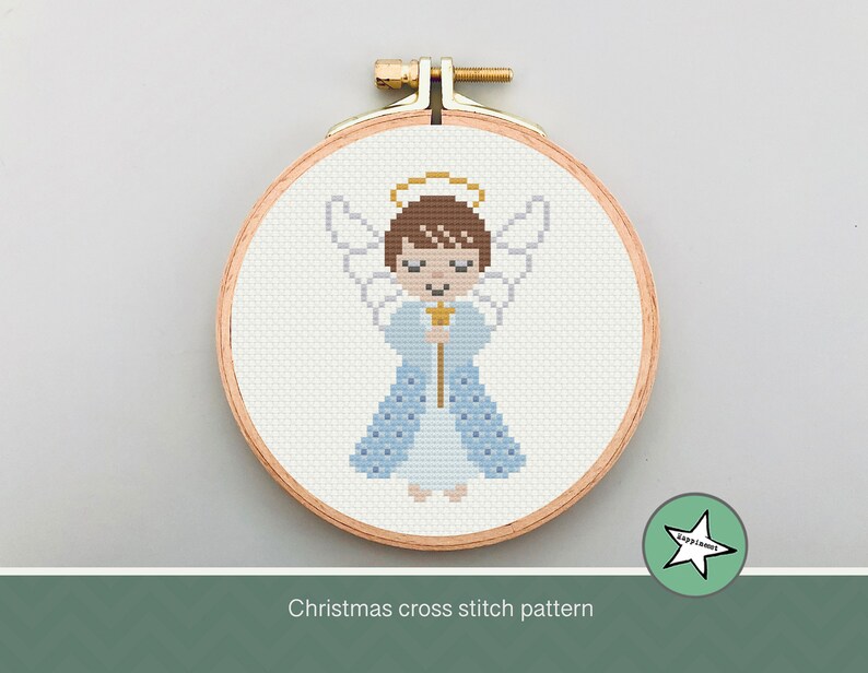 Christmas ornament cross stitch pattern, Angel, small Christmas decoration, ornament, PDF, instant download image 5