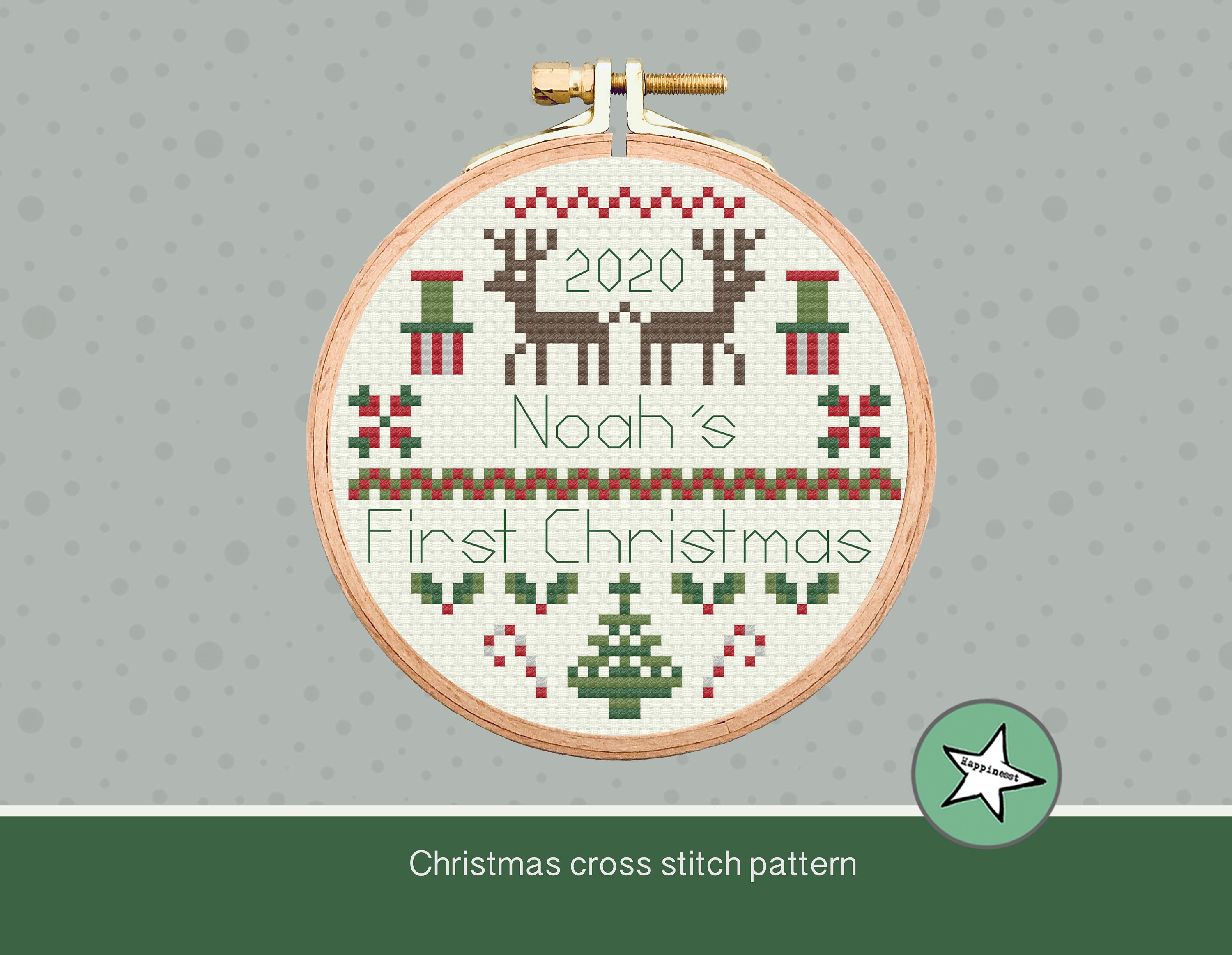 Our First Christmas Ornament Cross Stitch Kit. Personalized Family Name Cross  Stitch. Custom DIY Christmas Kit. Just Married. Deer Pattern. -  Israel