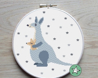 Cross stitch pattern kangaroo, modern cross stitch, nature, nursery decoration, PDF,  ** instant download**