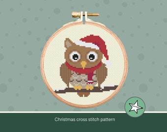 Christmas Owl Ornament Cross Stitch Pattern (PDF download)