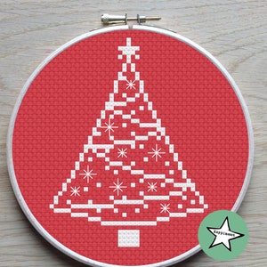 christmas cross stitch pattern, mini modern Christmas tree, nordic folk art, PDF, ** instant download**