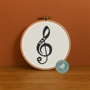cross stitch pattern G clef, treble clef, cross stitch music, modern cross stitch, PDF,  ** instant download**