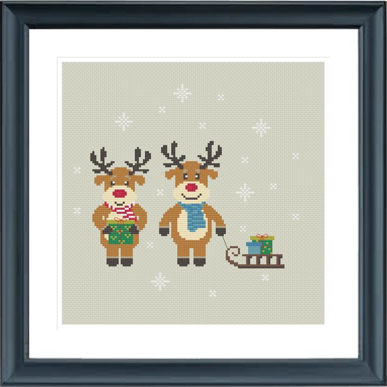 Cross stitch pattern christmas reindeer Christmas pattern Etsy