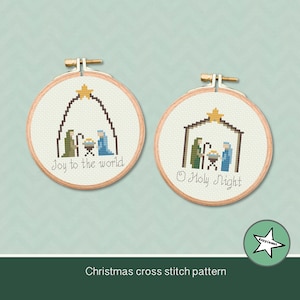 Christmas cross stitch pattern, nativity scene, O Holy Night, Joy to the world, Christmas ornament, ornament, PDF, ** instant download**