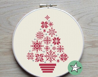 cross stitch christmas tree snowflakes, modern cross stitch, PDF, ** instant download**