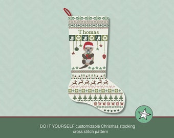 Christmas Stocking 29 Cross Stitch Pattern, Santa Christmas Eve