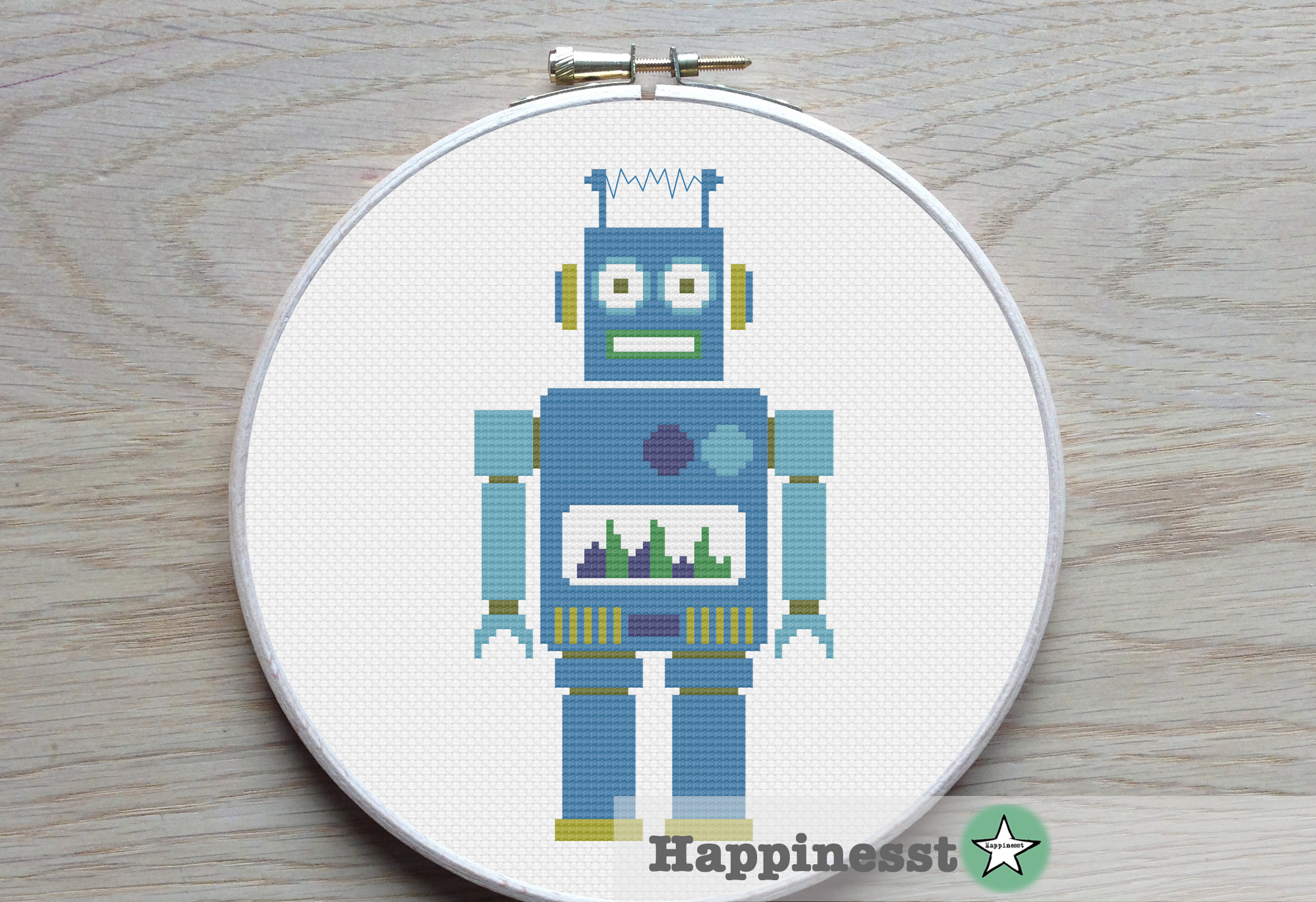 Cross stitch pattern robot modern cross stitch PDF Etsy