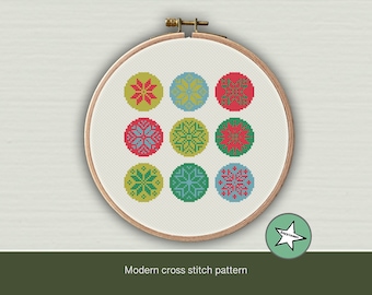 cross stitch pattern snowflakes, winter, christmas cross stitch, modern cross stitch, PDF ** instant download**