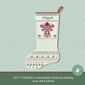 Christmas stocking cross stitch pattern Angel, religious, DIY customizable with name, Christmas decoration,  PDF, ** instant download**