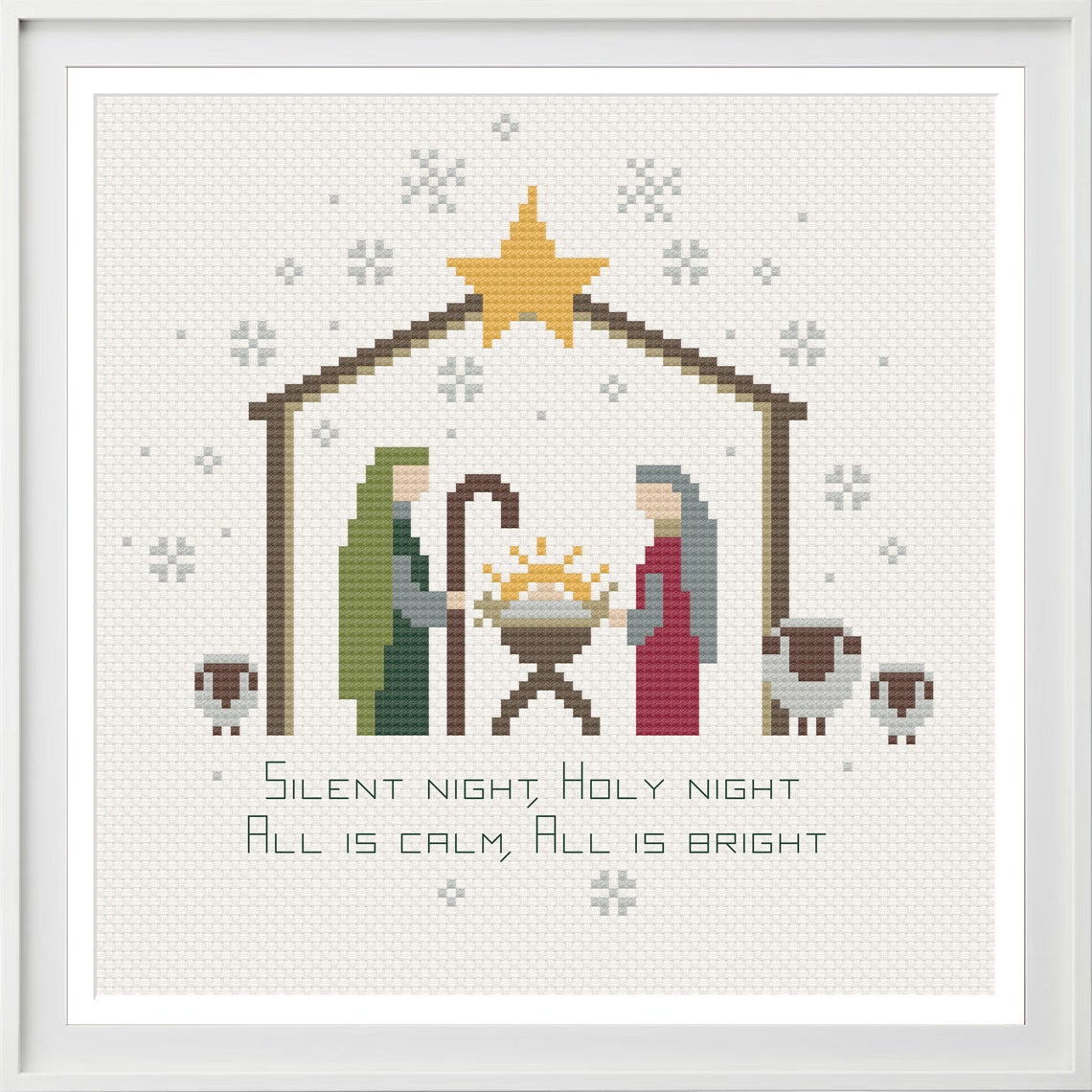 Christmas cross stitch pattern nativity scene Silent night | Etsy