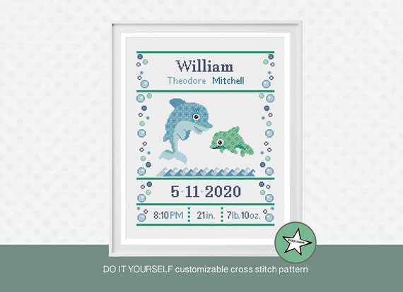 Diy Customizable Pattern Instant Download Birth Announcement Cross Stitch Pattern Baby Birth Sampler Whales Navy Blue Baby Boy Embroidery Sewing Needlecraft Truongsinhhoc Com Vn