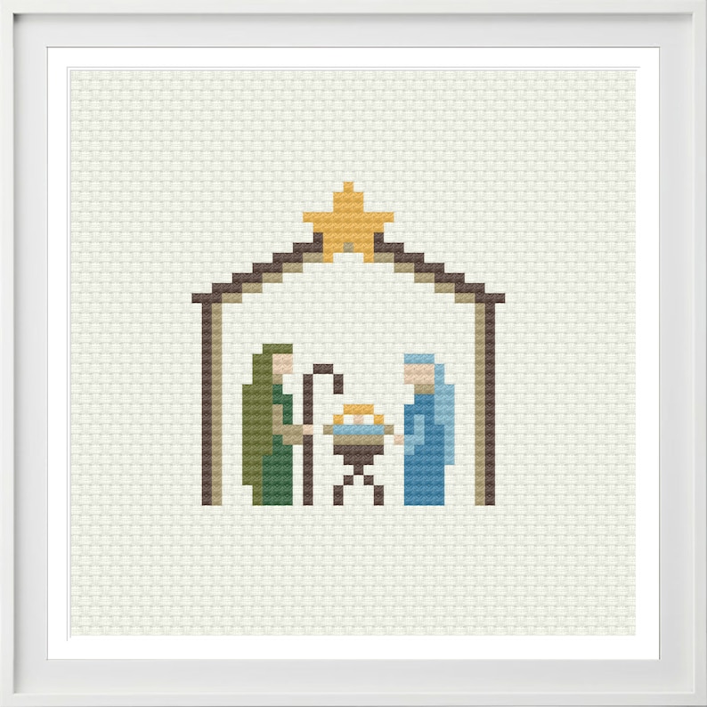 Christmas Cross Stitch Pattern Nativity Scene Small Etsy Pm67 pat