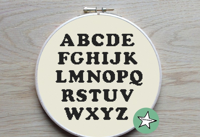 Modern cross stitch pattern alphabet cooper black ABC PDF ...