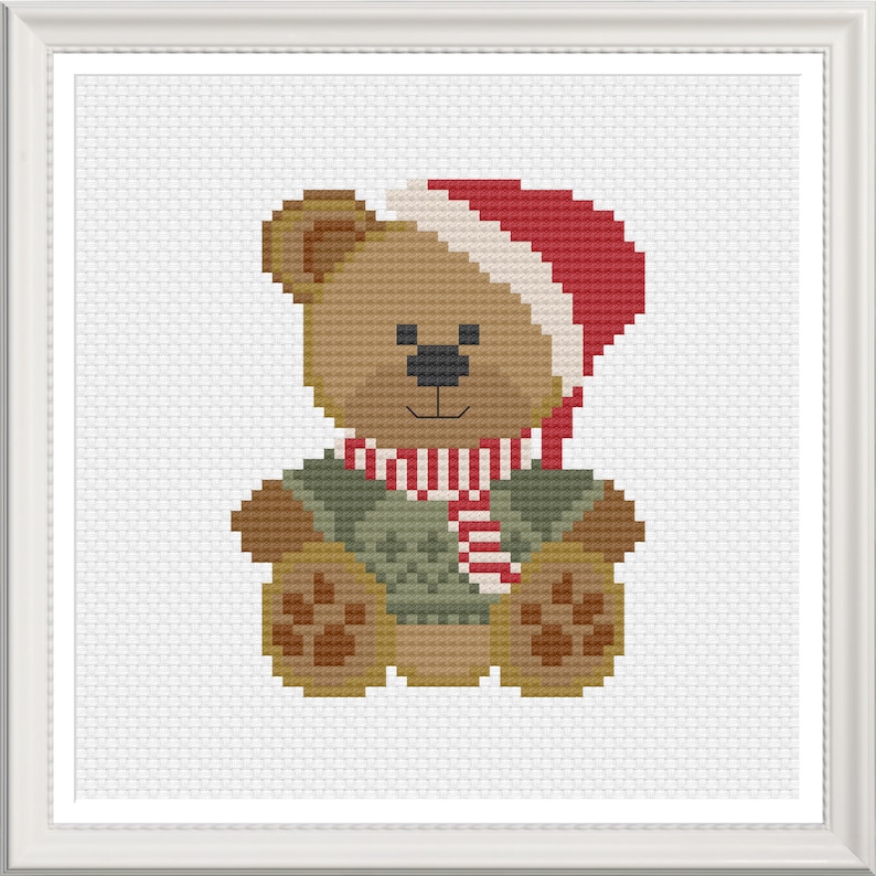 Cross stitch pattern Christmas teddy bear Christmas Etsy